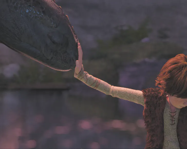Person touching dragon nose