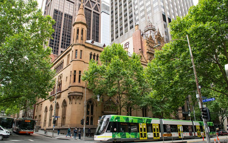 A large gothic building in the CBD.
