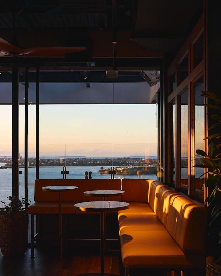 Sunset descends on the Queens Rooftop terrace. 