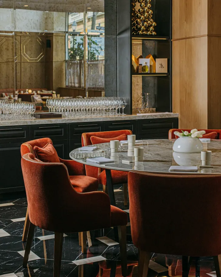 The lavish dining area at Quirat, Barcelona.