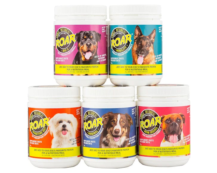 Supplements from ROAR, designed to keep your dog in tip top health.