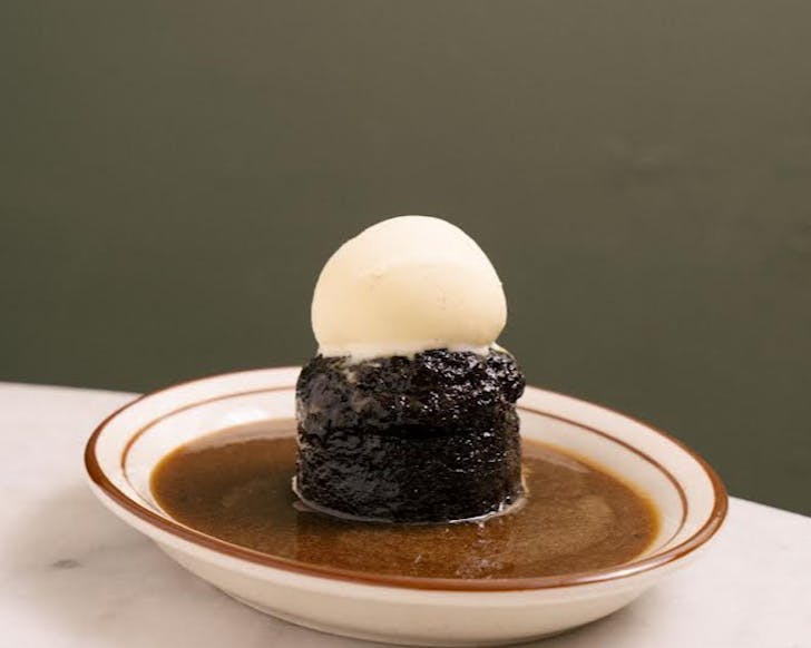 Ragtag's sticky date toffee pud drowning in a pool of salted caramel. 
