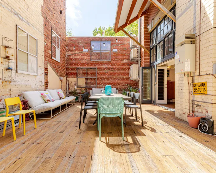 The view of the courtyard at Ralph’s Place one of the best Perth Airbnbs