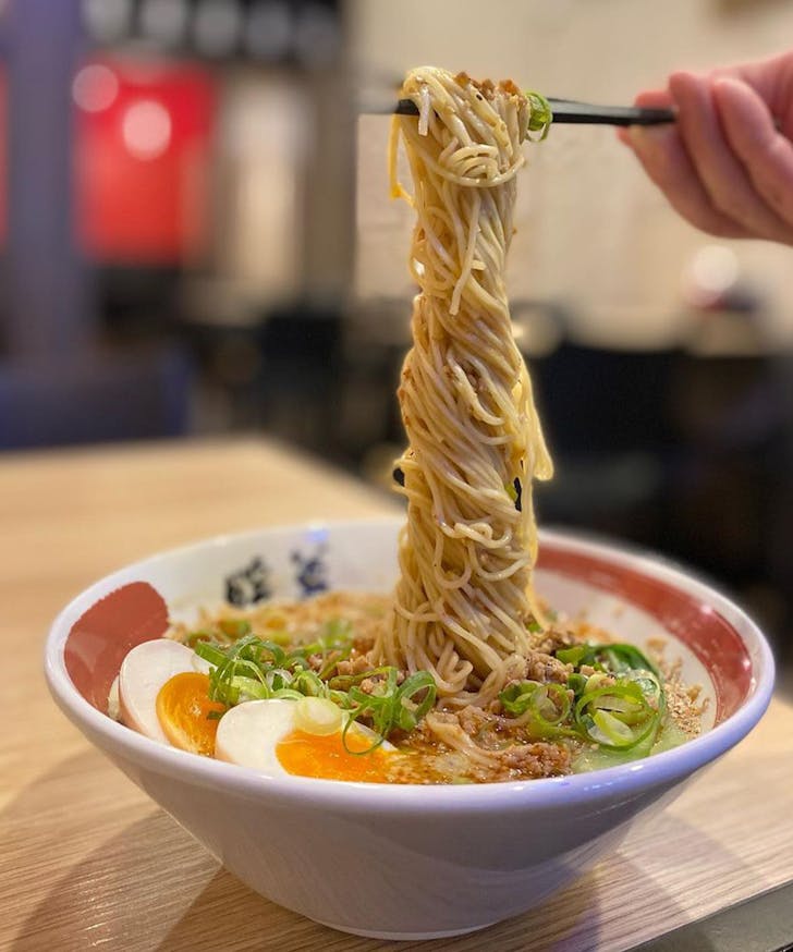 a swirl of ramen noodles