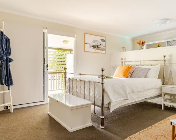 The bedroom at the Resort Style Home Airbnb one of the cheap accommodation options in Brisbane