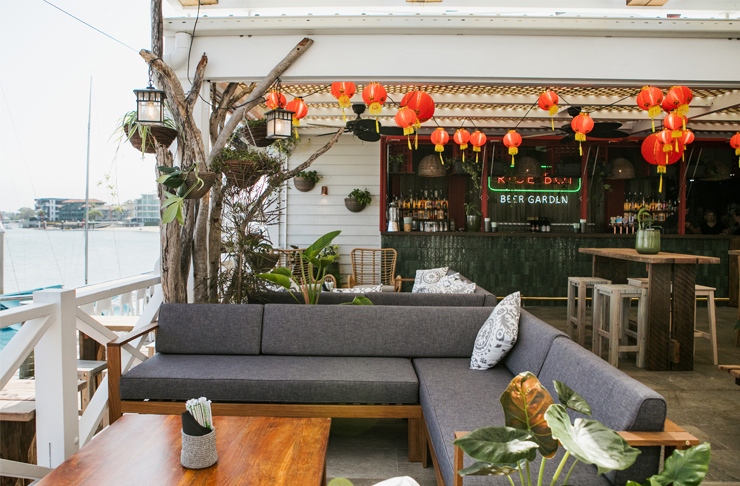 an Asian-style rooftop bar