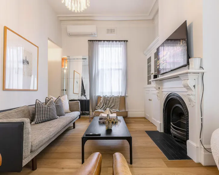 The living space at Richmond Victorian Terrace best kid-friendly Airbnbs Melbourne