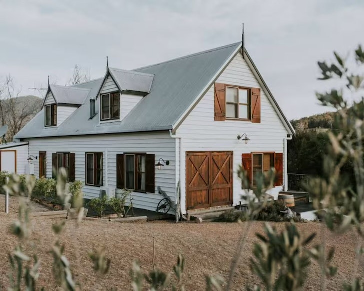 The white exterior of River Ranch one of the best NSW Airbnbs