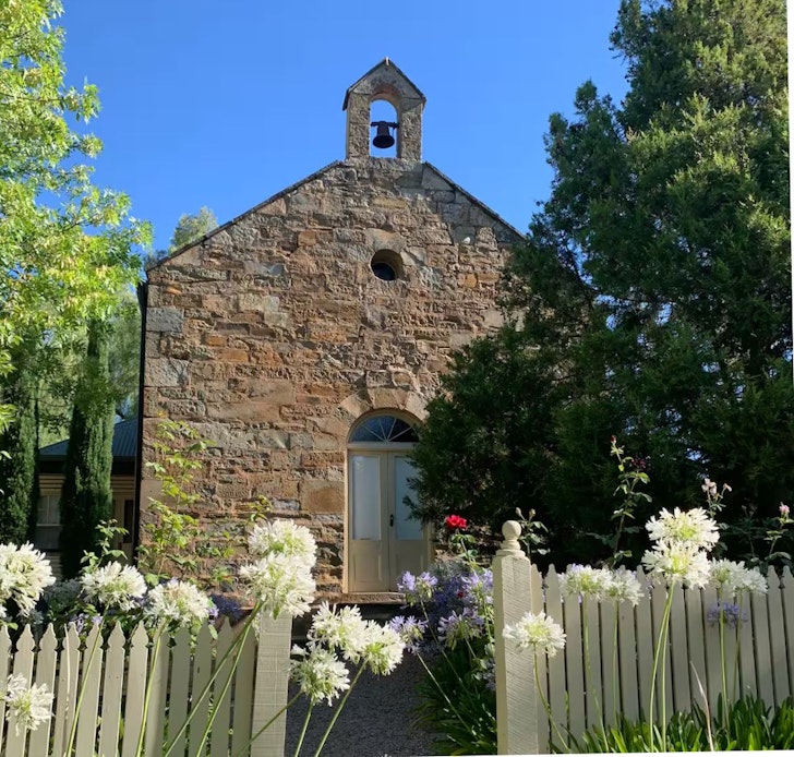 A view of the stone frontage of Roscrow Bed & Breakfast accommodation one of the best Airbnbs Clare Valley