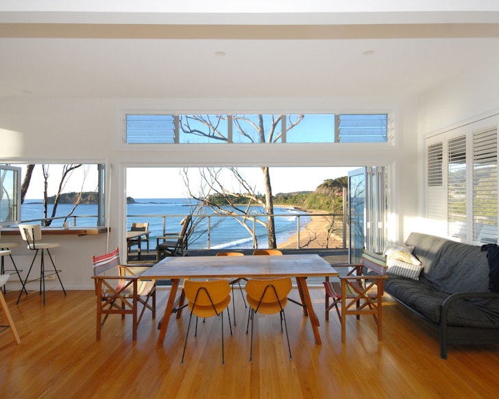 The view from the dining table at Rosedale Beach House best NSW beach houses 