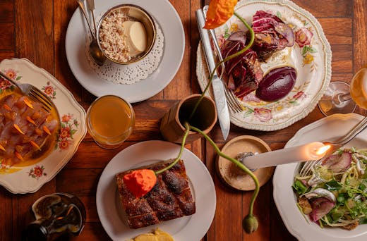 A stunning table spread at Roses Dining Room.