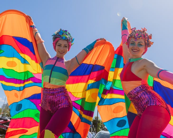 Two people dancing in festival