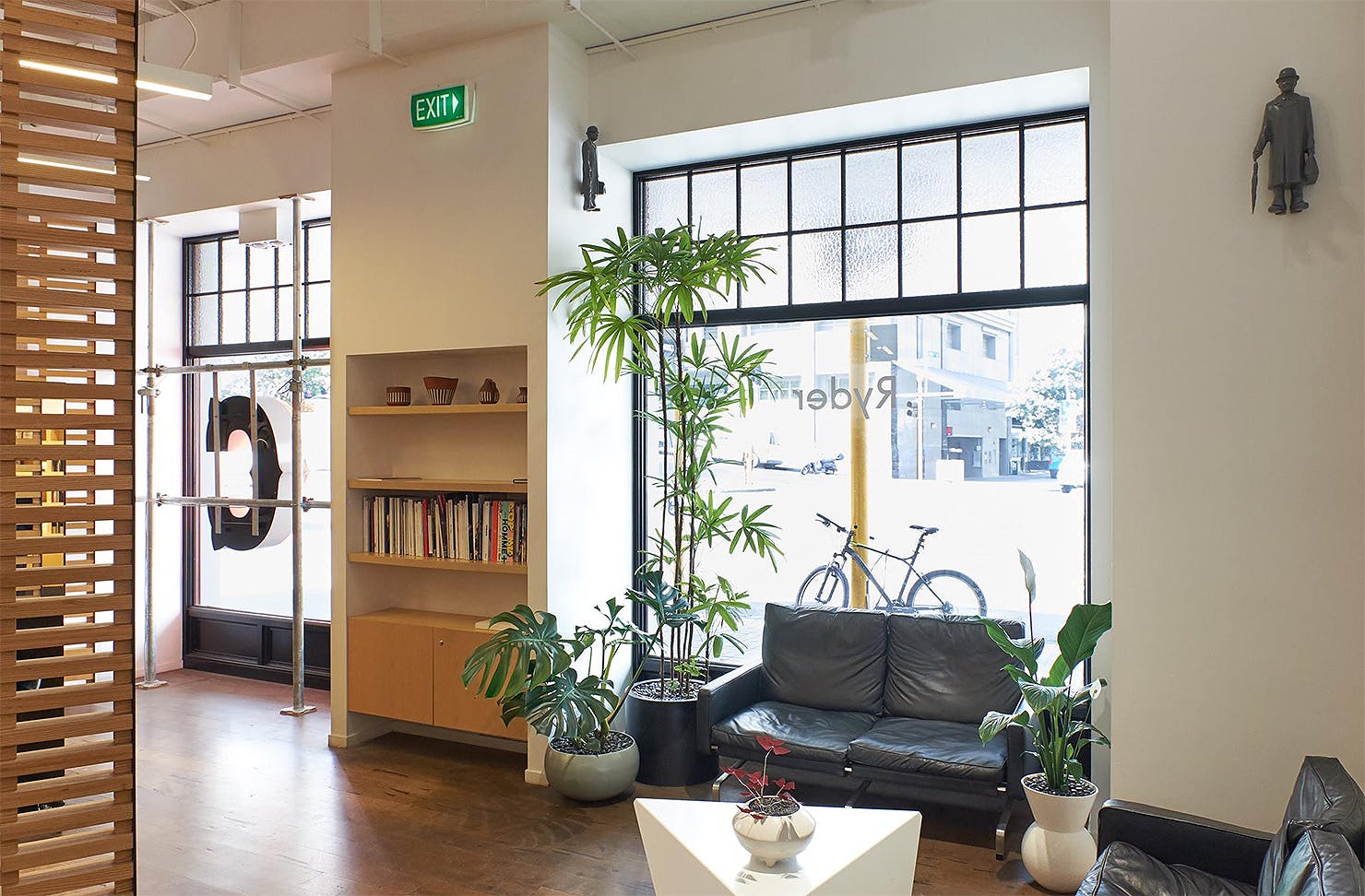 The light-filled and green interior at Ryder salon. 