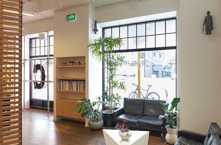 The light-filled and green interior at Ryder salon. 