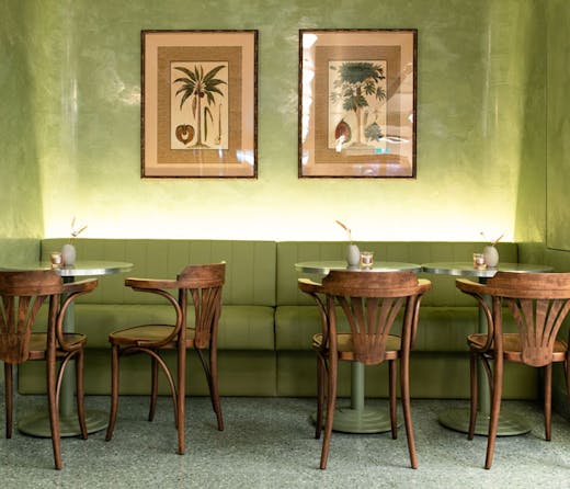 Green booths at Sammy Junior. 