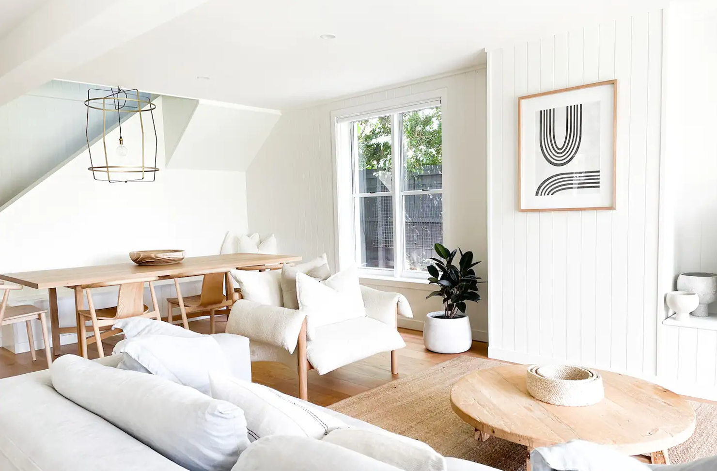 the white interior of a Sunshine Coast airbnb