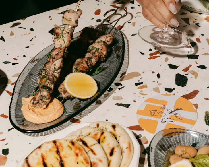 Skewer on a plate
