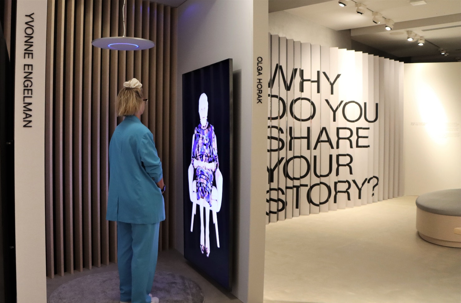 Person engaging in Reverberations exhibit at Sydney Jewish Museum 