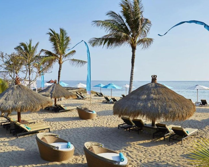 A view of the private beach at SOL by Meliá Benoa Bali one of the best all-inclusive resorts in Bali