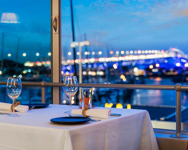 Looking out the window at Sails Resturant, toward the sunset. 