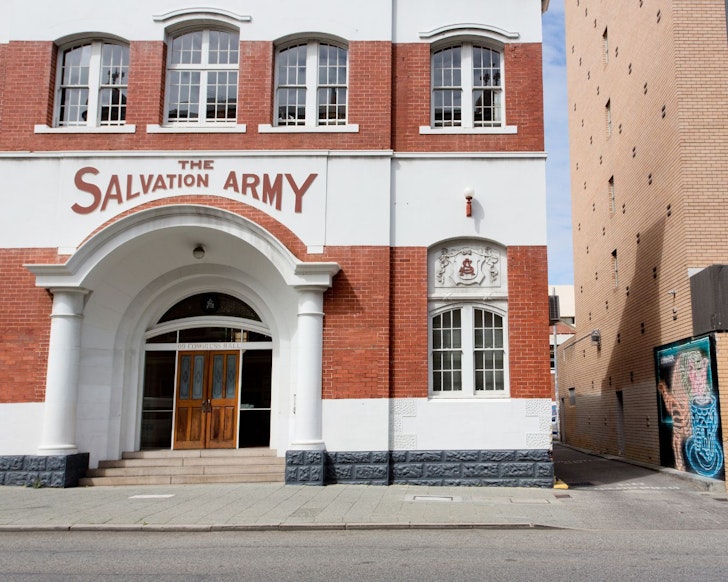 An outside view of Salvation Building one of the best Perth Airbnbs