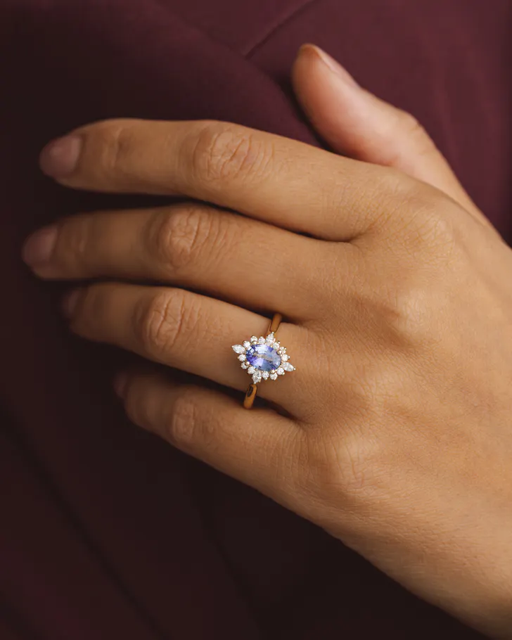 A blue sapphire engagement ring by Kavalri.