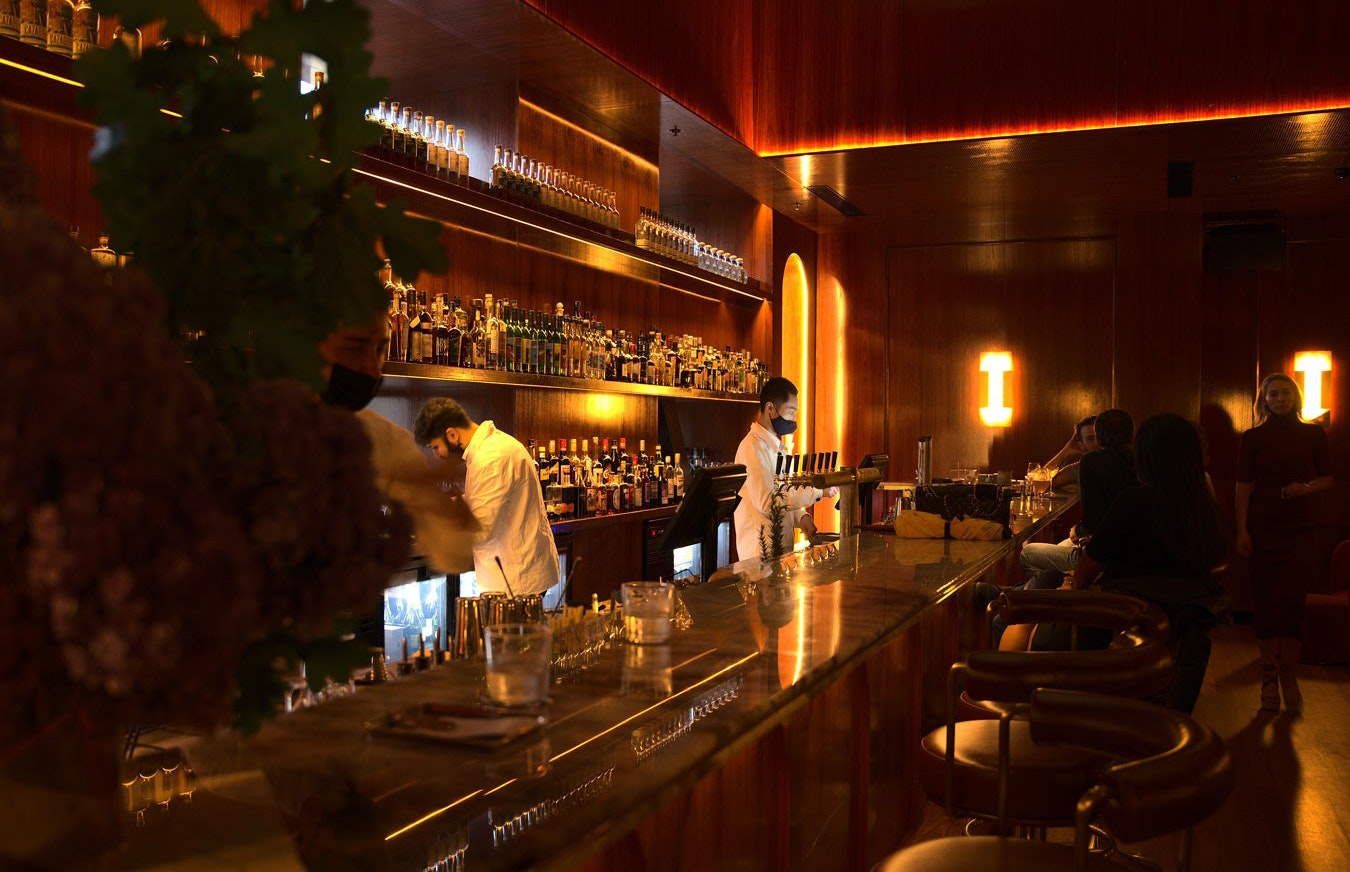The timber bar at Clocktower Bar in Sydney