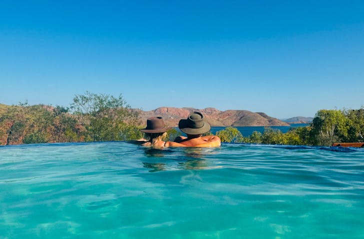 Scenic pool with mountain view.