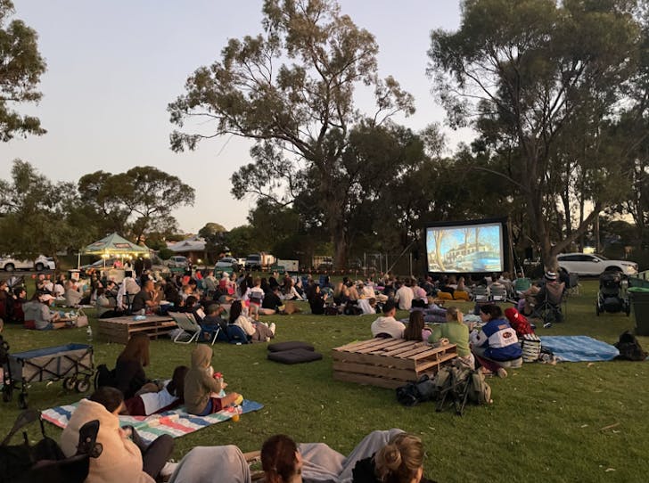Movies in the hood at disbrey park with picnics