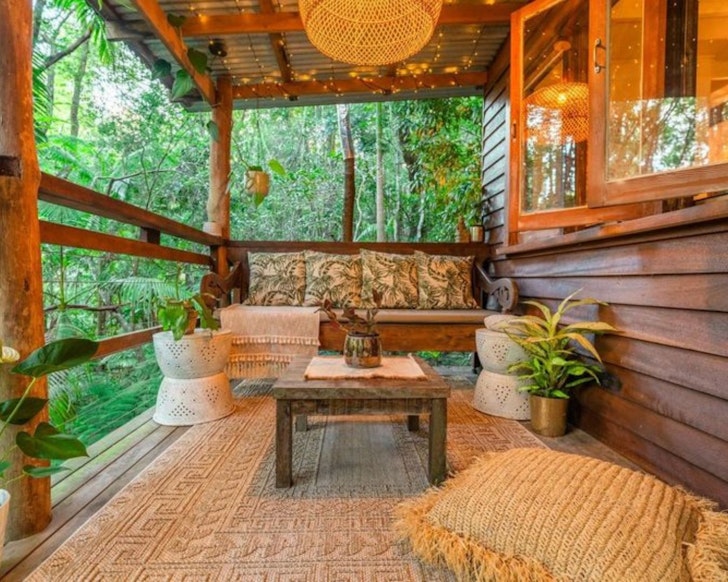 A view of the deck at Secluded Magical Rainforest Retreat best treehouse stays Queensland