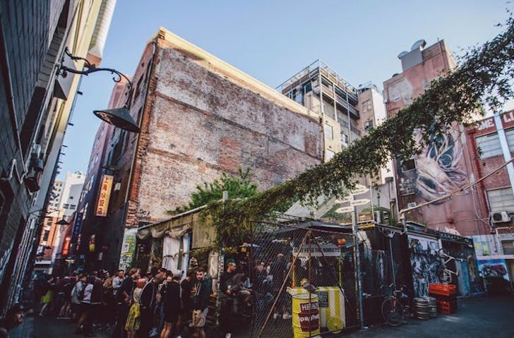 An outdoor laneway with one of the best cbd bars in Melbourne.