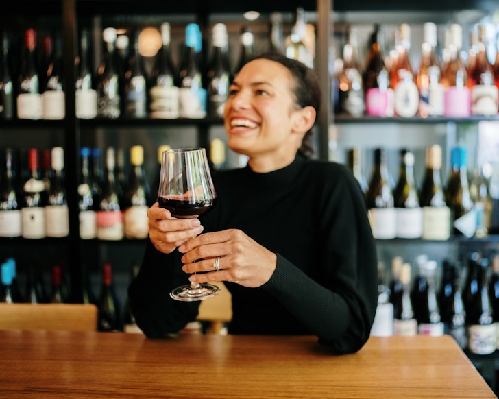 Lady enjoying her red wine