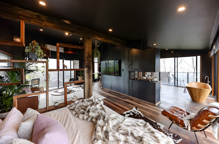 A view from the living space at Serengeti Airbnb one of the best accommodation options in Daylesford.