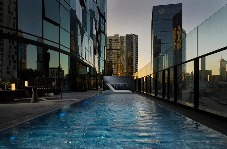 The outdoor pool at Shadow Play By Peppers one of the best luxury Melbourne hotels