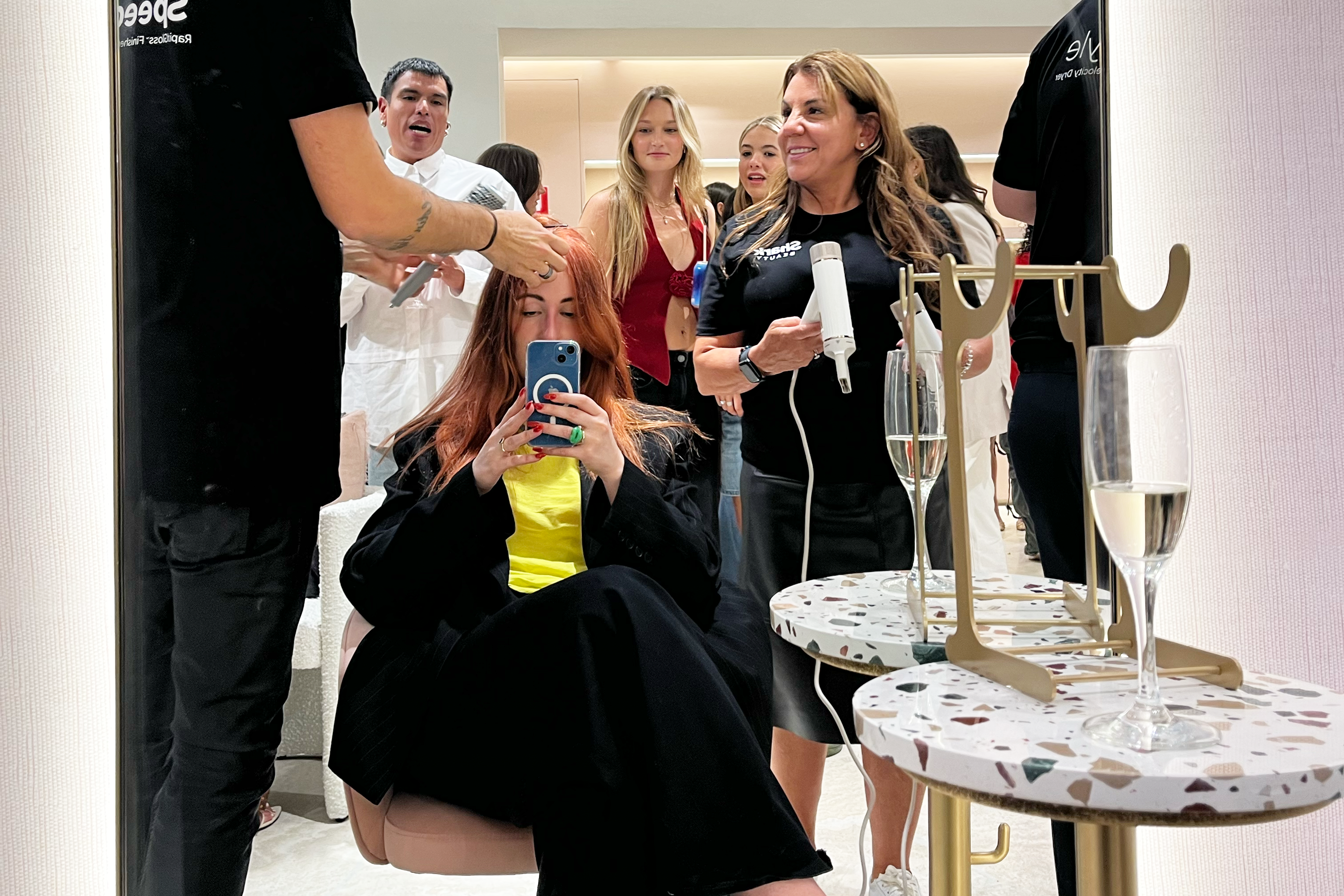 girl at pop up hair event