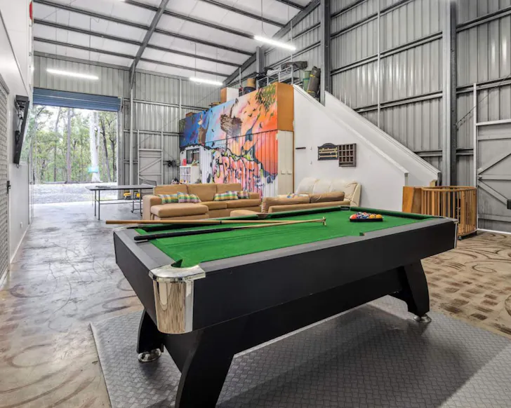 The pool table at Winston Wallabies Urban Getaway best family friendly Airbnbs near Brisbane