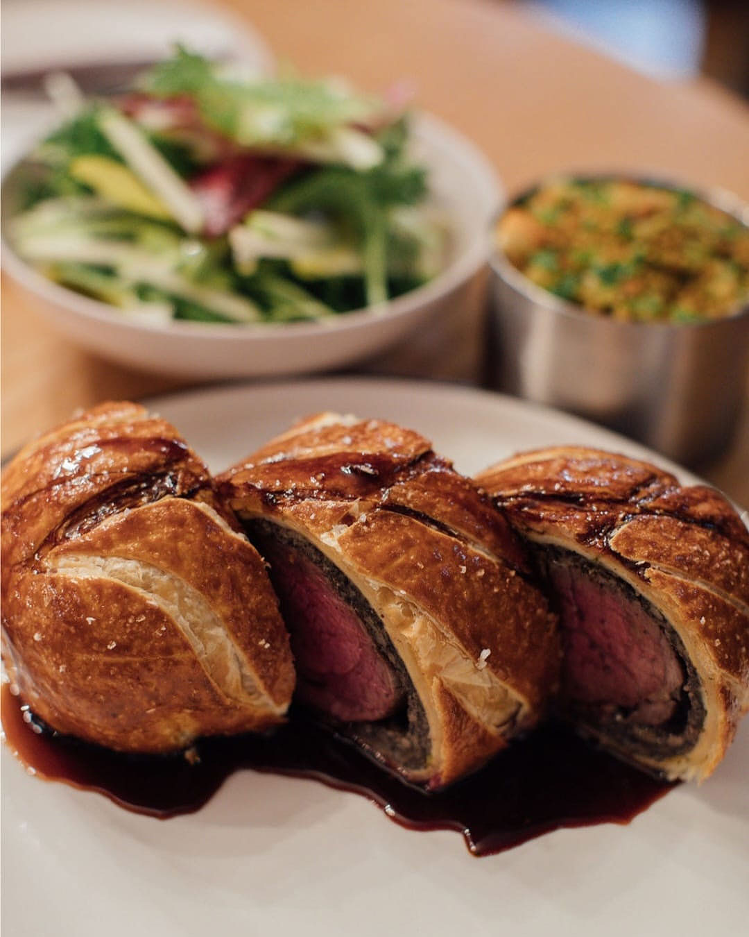 A delicious looking beef Wellington at Signal Hill, one of the best restaurants in Devonport.