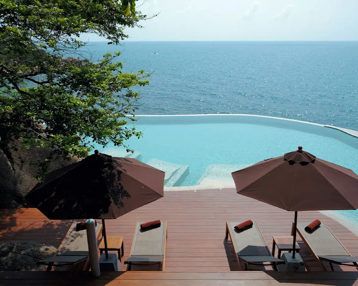 Sunloungers with a sea view at Silavadee Pool Spa Resort best romantic resorts Thailand