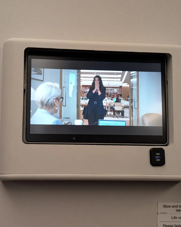 Singapore Airlines premium economy entertainment.