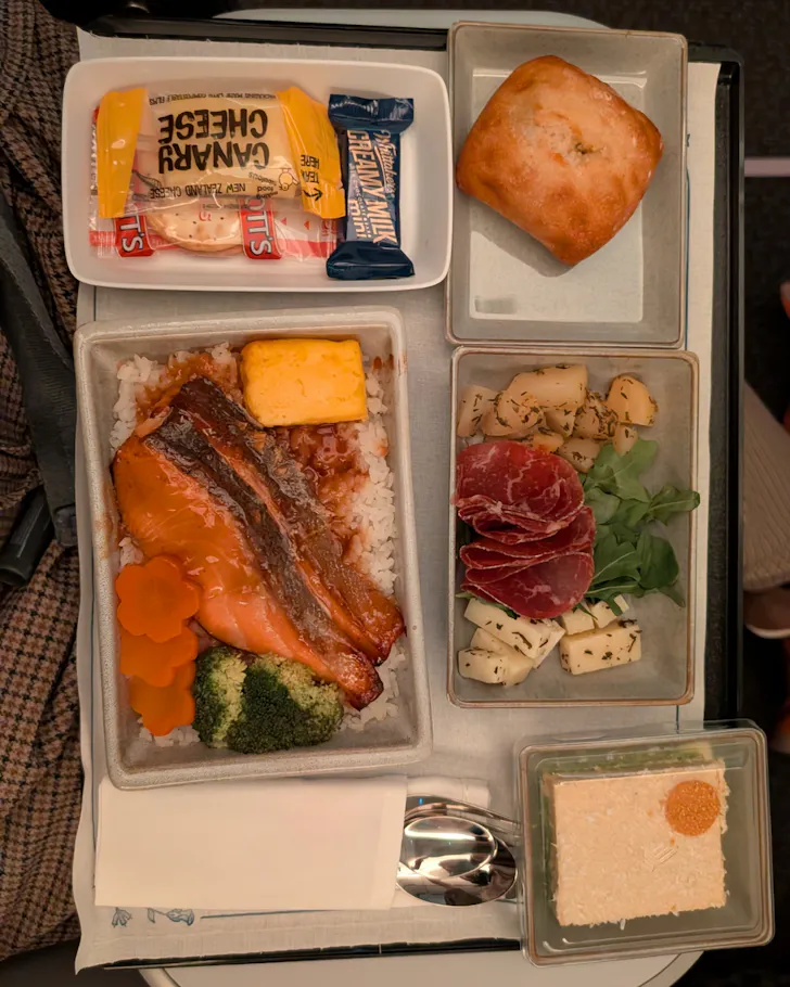 Singapore Airlines premium economy food.