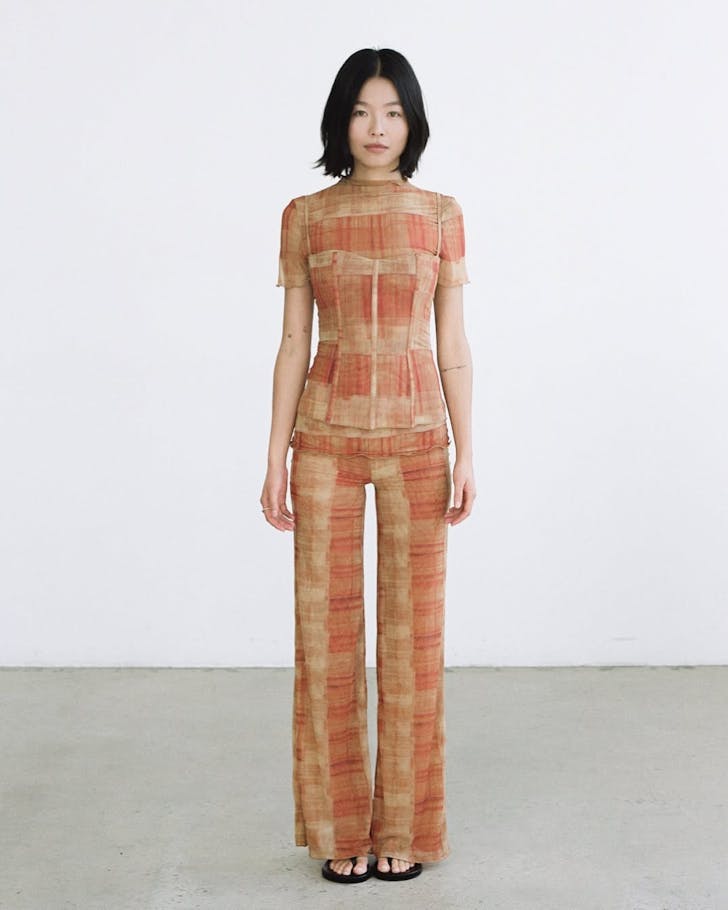 Sir the Label Ferrera Top And Pants In Arancia Check