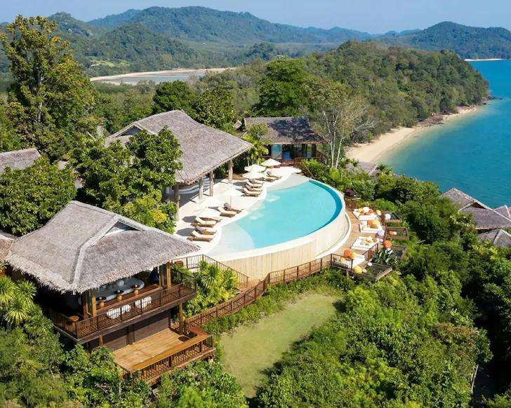 An aerial view of Six Senses Yao Noi best romantic resorts Thailand