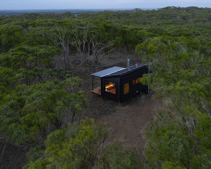 An aerial view of Slip Rails among trees best tiny home stays WA