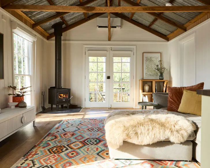 The cosy interior of Slow House one of the best Airbnb accommdoation options in Daylesford