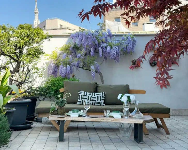 The courtyard at Slow Maison best Milan Airbnbs