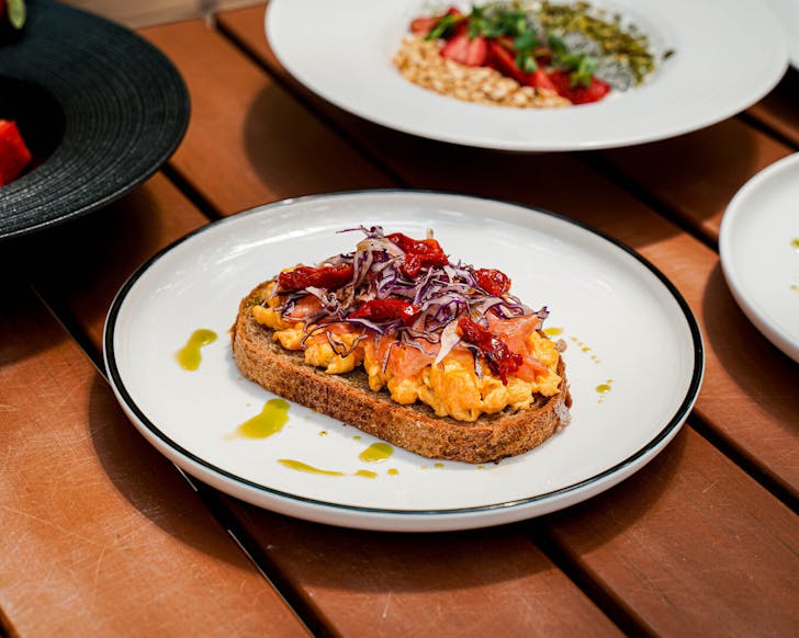 Smoked salmon and scrambled eggs from Coastes