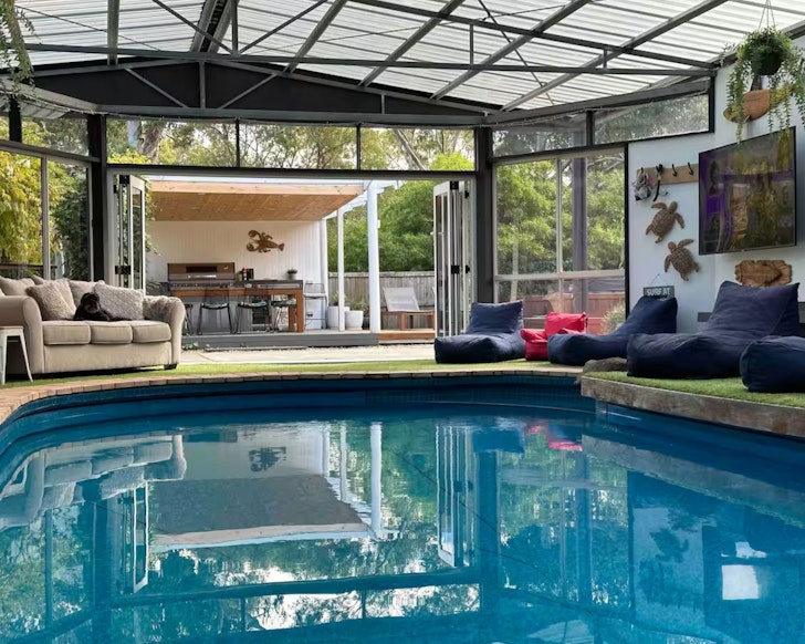 The indoor pool at Southfork one of the best kid-friendly Airbnbs in Australia