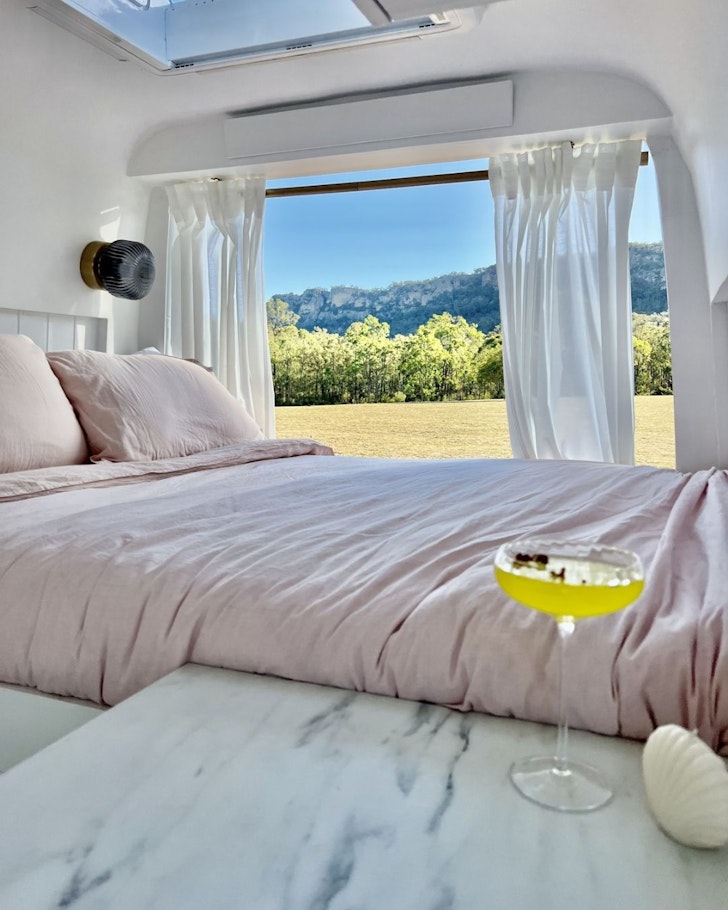The bed with a view at Spoontie best Queensland campervan hire