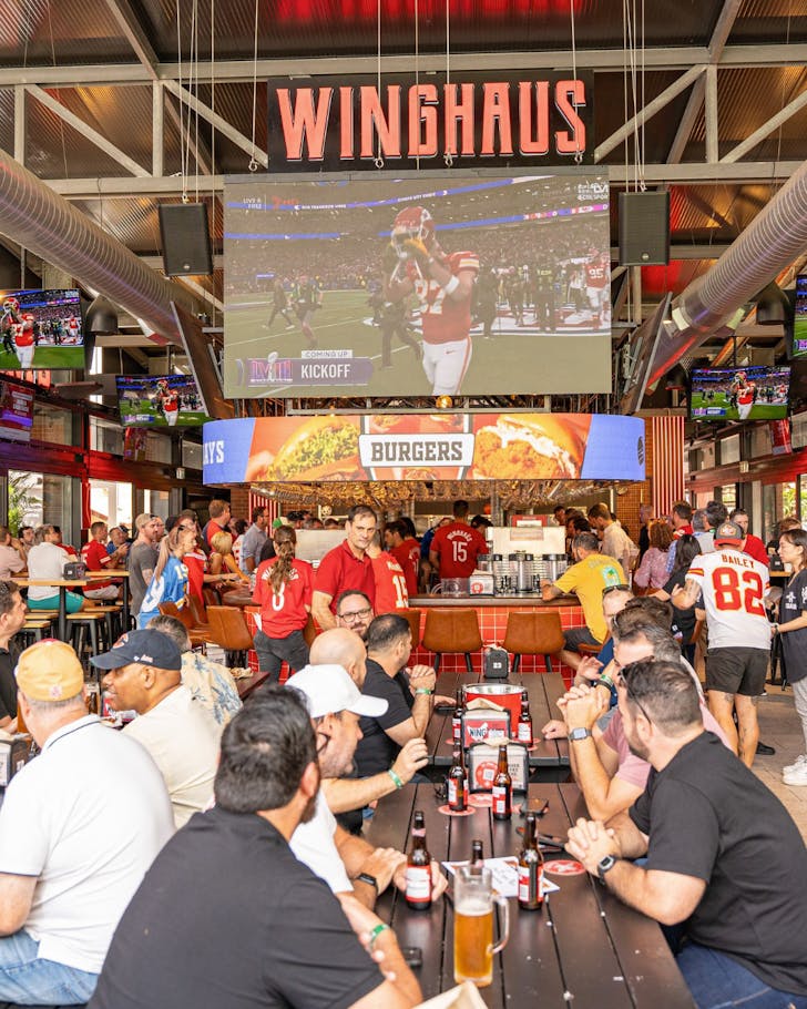 people sitting in a sports bar