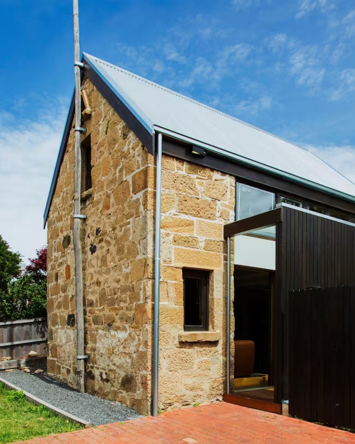 The stone exterior of Stone Flower Airbnb one of the best stays in Tasmania